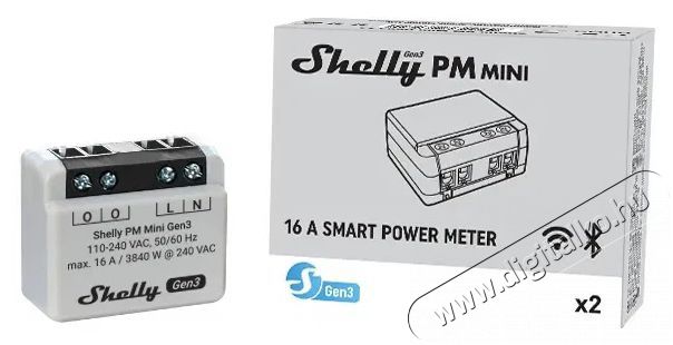 SHELLY PM Mini Gen3 fogyaszt&aacute;sm&eacute;rő modul 16 A-ig, WiFi, Bluetooth H&aacute;ztart&aacute;s / Otthon / K&uuml;lt&eacute;r - Okos otthon - Kieg&eacute;sz&iacute;tő - 521481