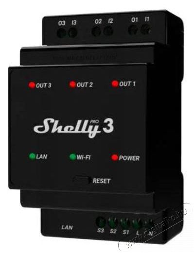 SHELLY Pro 3, kapcsol&oacute;modul DIN-s&iacute;nre, 3&times;16 A, WiFi, LAN &Uacute;jdons&aacute;gok - &Uacute;j term&eacute;kek - 521487