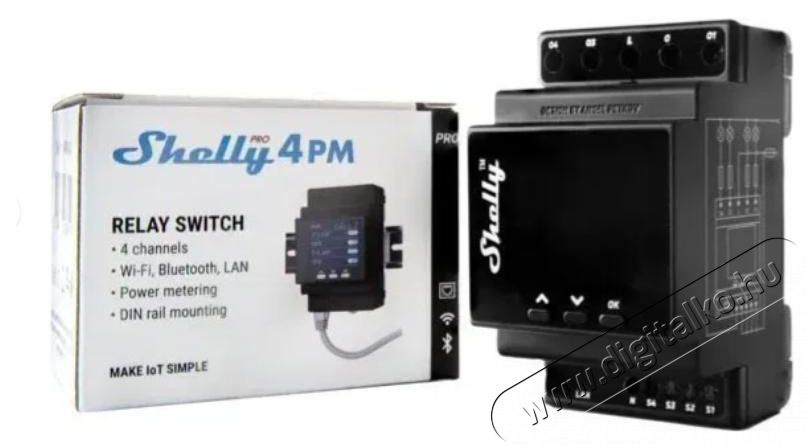 SHELLY Pro 4PM, 4-szeres kapcsol&oacute;modul DIN-s&iacute;nre, LAN, WiFi, Bluetooth &Uacute;jdons&aacute;gok - &Uacute;j term&eacute;kek - 521488