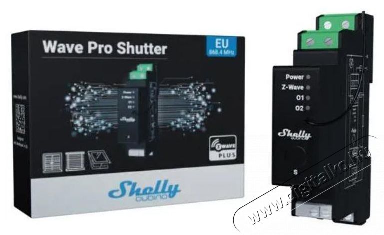 SHELLY Wave Pro Shutter 2x 16A modul, DIN, teljes&iacute;tm&eacute;nym&eacute;r&eacute;s, Z-Wave H&aacute;ztart&aacute;s / Otthon / K&uuml;lt&eacute;r - Okos otthon - Kieg&eacute;sz&iacute;tő - 521499