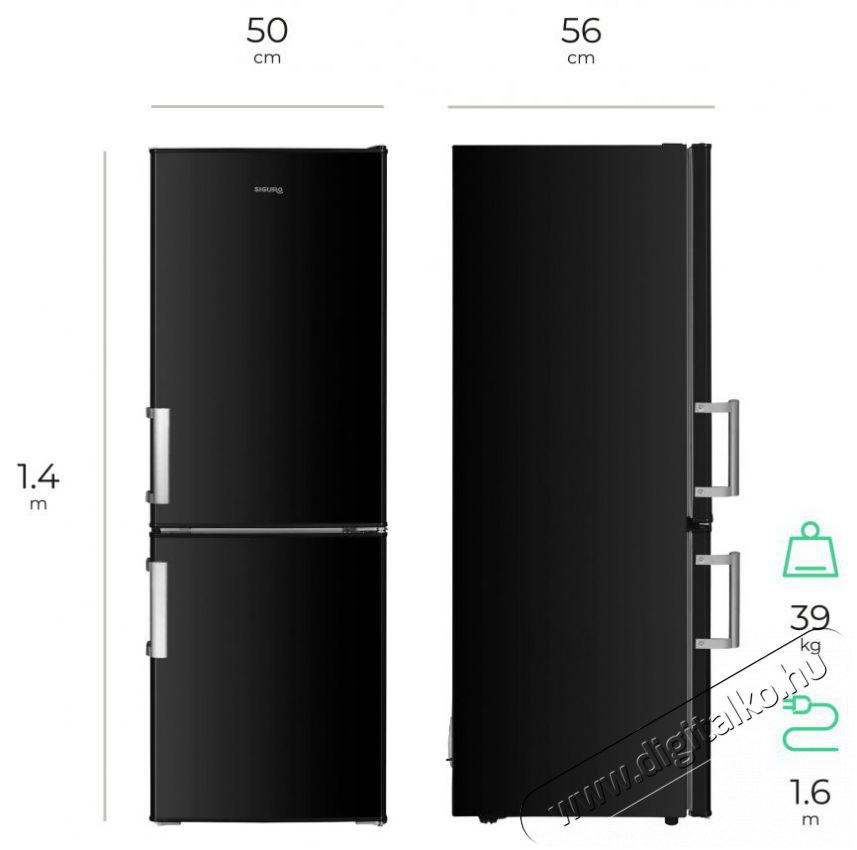Siguro BF-J140Y Arctic Hűtőszekr&eacute;ny Konyhai term&eacute;kek - Hűtő, fagyaszt&oacute; (szabadon&aacute;ll&oacute;) - Alulfagyaszt&oacute;s kombin&aacute;lt hűtő - 500783