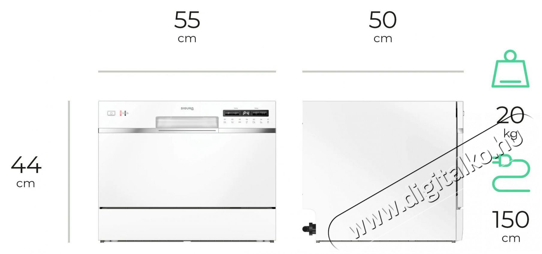Siguro SGR-DW-T501W Efficlean Mosogat&oacute;g&eacute;p Konyhai term&eacute;kek - Mosogat&oacute;g&eacute;p - Norm&aacute;l (60cm) szabadon&aacute;ll&oacute; mosogat&oacute;g&eacute;p - 500784