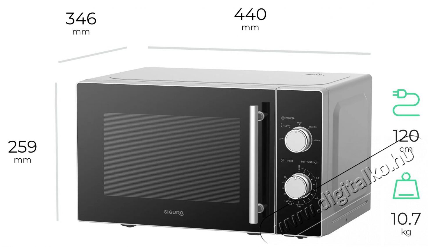 Siguro MO-B130S Element Mikrohull&aacute;m&uacute; s&uuml;tő Konyhai term&eacute;kek - Mikrohull&aacute;m&uacute; s&uuml;tő - Mikrohull&aacute;m&uacute; s&uuml;tő (szabadon&aacute;ll&oacute;) - 503887