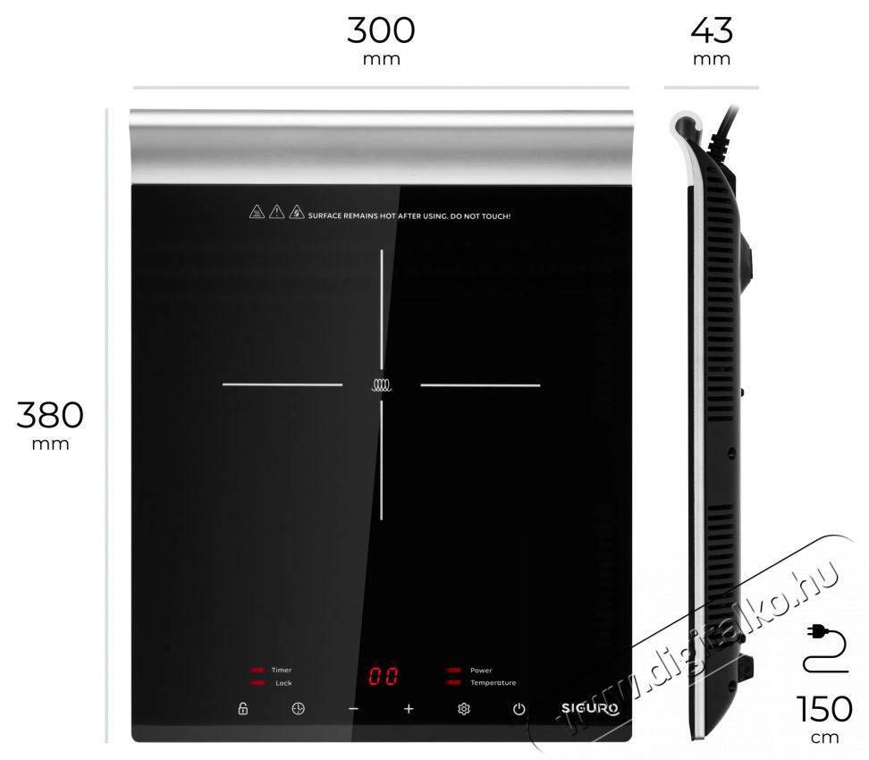 Siguro IC-G180B Smart Cook Pro Solo Konyhai term&eacute;kek - S&uuml;tő-főzőlap, tűzhely (szabadon&aacute;ll&oacute;) - Indukci&oacute;s főzőlap (szabadon&aacute;ll&oacute;) - 504568