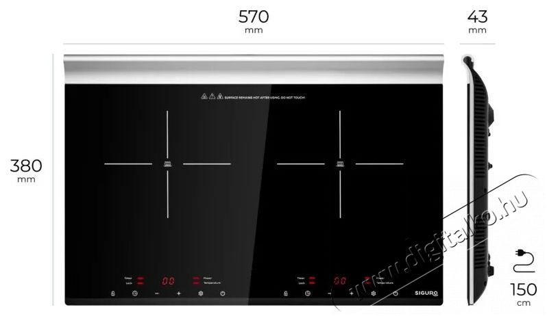 Siguro IC-K310B Smart Cook Pro Horizontal Konyhai term&eacute;kek - S&uuml;tő-főzőlap, tűzhely (szabadon&aacute;ll&oacute;) - Indukci&oacute;s főzőlap (szabadon&aacute;ll&oacute;) - 504569