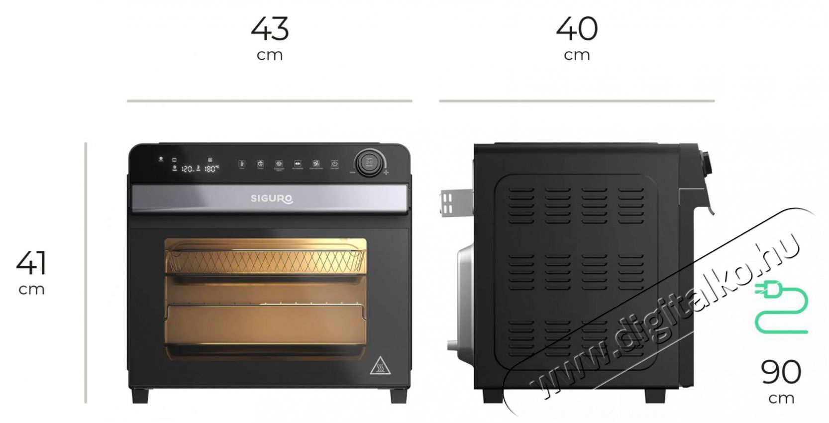 Siguro CO-L208B Air Fry Roast Premium Konyhai term&eacute;kek - S&uuml;tő-főzőlap, tűzhely (szabadon&aacute;ll&oacute;) - Mini s&uuml;tő / mini grill / mini konyha - 504558
