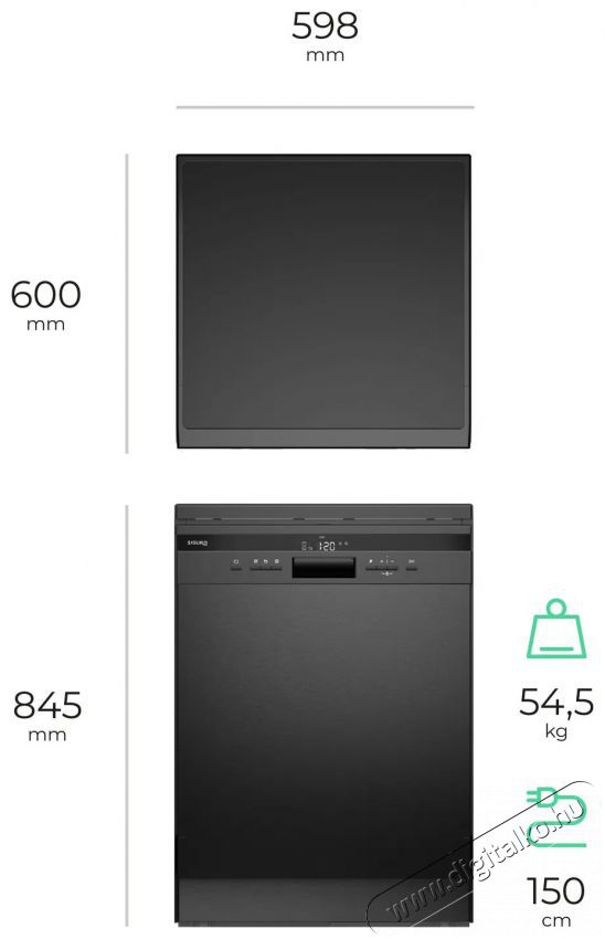 Siguro DW-F602DS Neo Green Konyhai term&eacute;kek - Mosogat&oacute;g&eacute;p - Norm&aacute;l (60cm) szabadon&aacute;ll&oacute; mosogat&oacute;g&eacute;p - 504562