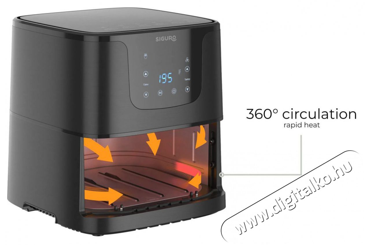 Siguro AF-R550 Air Fry Deluxe Konyhai term&eacute;kek - Konyhai kisg&eacute;p (s&uuml;t&eacute;s / főz&eacute;s / hűt&eacute;s / &eacute;telk&eacute;sz&iacute;t&eacute;s) - L&eacute;gkever&eacute;ses főzőg&eacute;p / elektromos kukta / multifunkci&oacute;s s&uuml;tő - 504872