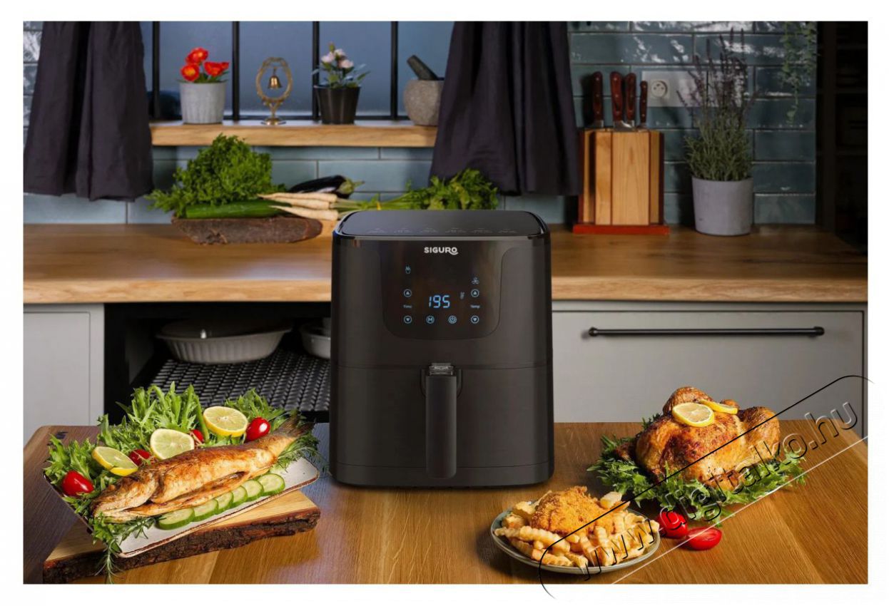 Siguro AF-R550 Air Fry Deluxe Konyhai term&eacute;kek - Konyhai kisg&eacute;p (s&uuml;t&eacute;s / főz&eacute;s / hűt&eacute;s / &eacute;telk&eacute;sz&iacute;t&eacute;s) - L&eacute;gkever&eacute;ses főzőg&eacute;p / elektromos kukta / multifunkci&oacute;s s&uuml;tő - 504872