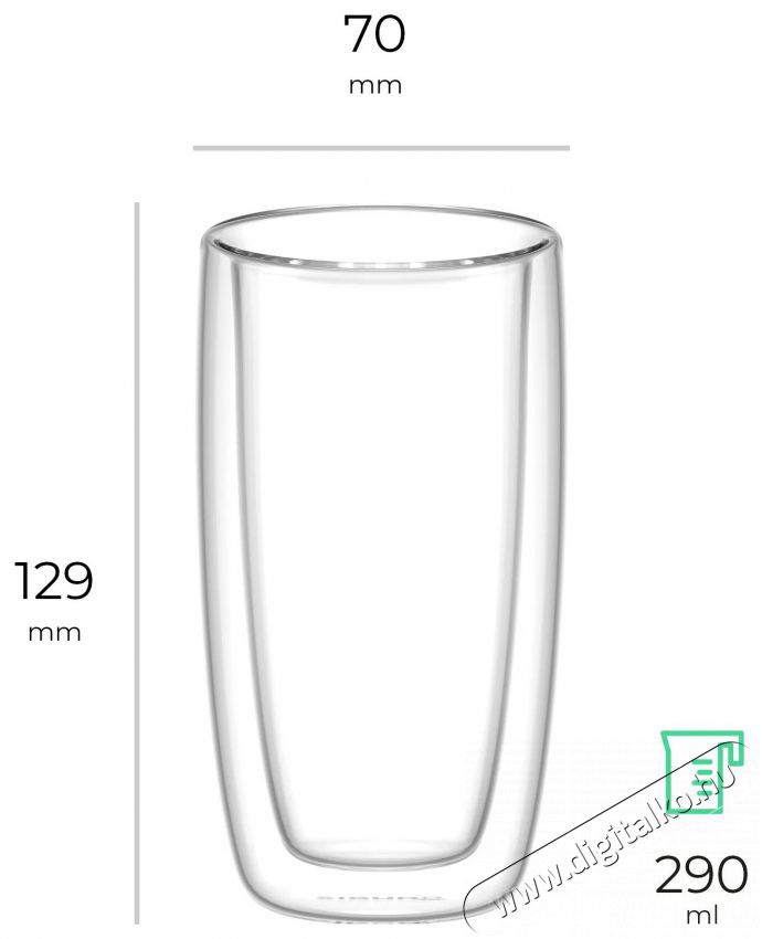 Siguro Caffe Latte Thermo poh&aacute;r, 290 ml, 2 db Konyhai term&eacute;kek - K&aacute;v&eacute;főző / k&aacute;v&eacute;&ouml;rlő / kieg&eacute;sz&iacute;tő - K&aacute;v&eacute;s poh&aacute;r / cs&eacute;sze - 504874