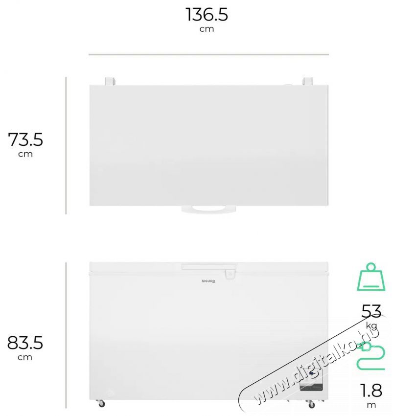 Siguro CF-O15W Fast Freeze 400 Konyhai term&eacute;kek - Hűtő, fagyaszt&oacute; (szabadon&aacute;ll&oacute;) - Fagyaszt&oacute;l&aacute;da - 509126