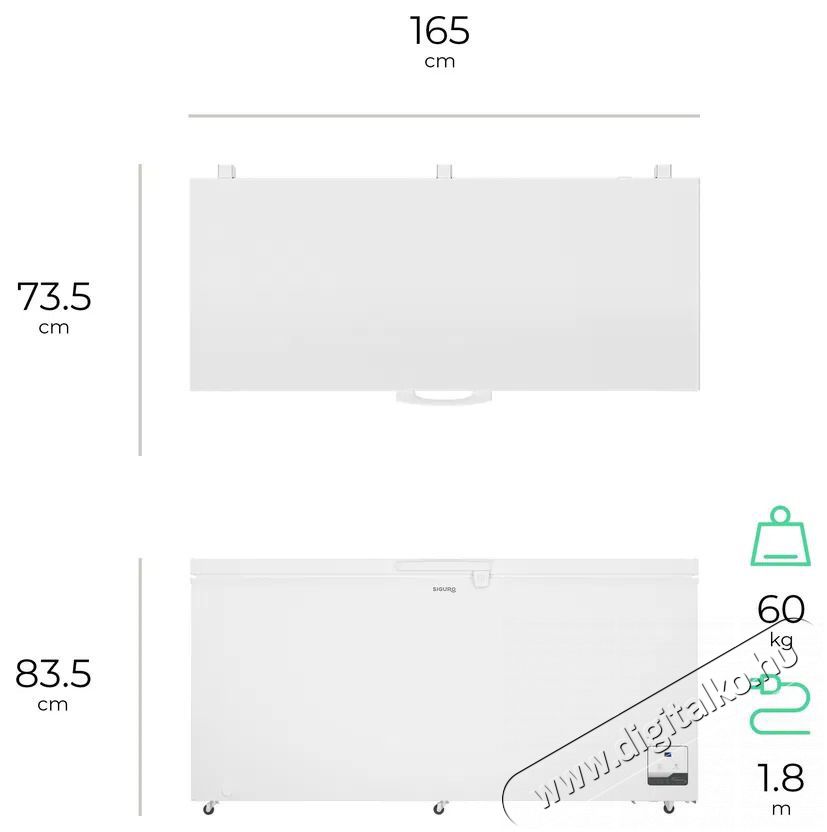 Siguro CF-P15W Fast Freeze 500 Konyhai term&eacute;kek - Hűtő, fagyaszt&oacute; (szabadon&aacute;ll&oacute;) - Fagyaszt&oacute;l&aacute;da - 509128