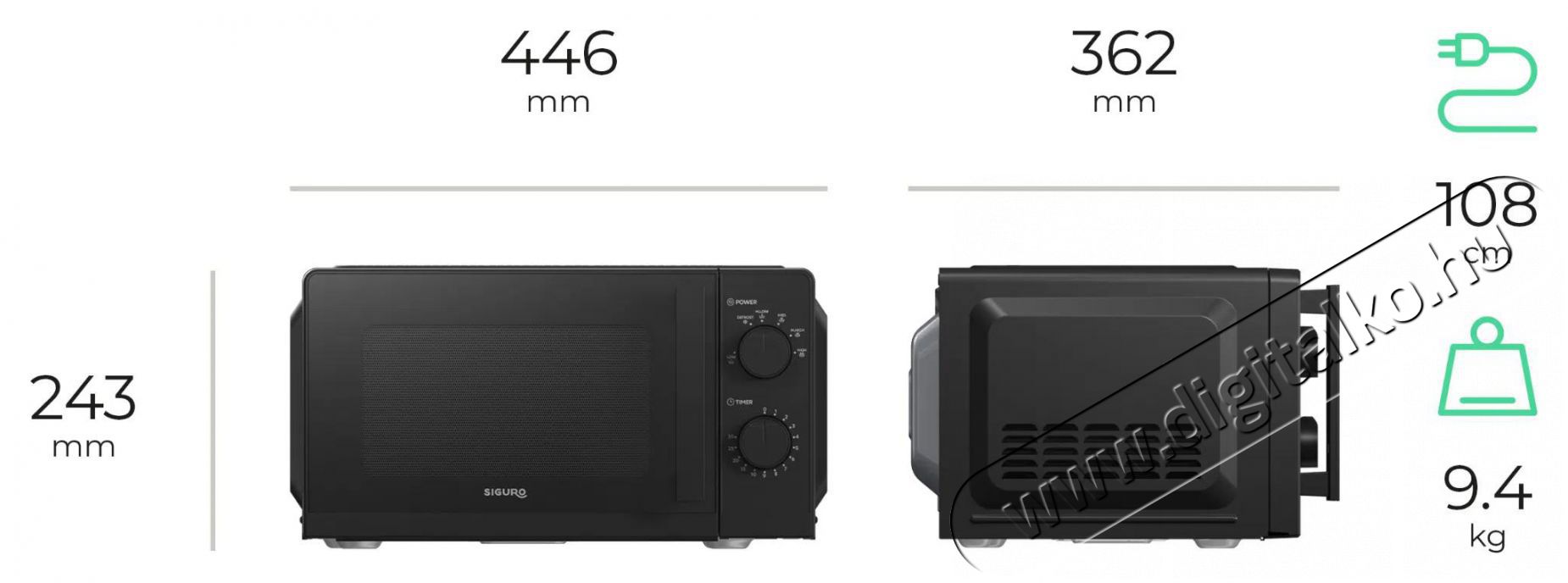 Siguro MO-M170B Konyhai term&eacute;kek - Mikrohull&aacute;m&uacute; s&uuml;tő - Mikrohull&aacute;m&uacute; s&uuml;tő (szabadon&aacute;ll&oacute;) - 509181