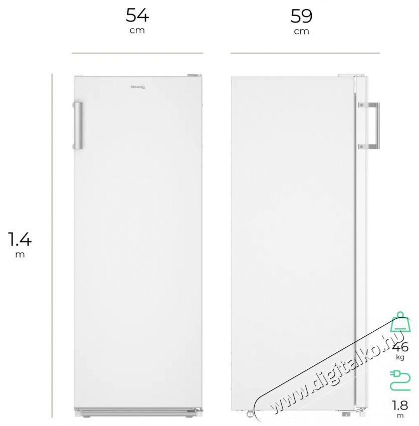 Siguro UF-D310W Fast Freeze 166 Konyhai term&eacute;kek - Hűtő, fagyaszt&oacute; (szabadon&aacute;ll&oacute;) - Fagyaszt&oacute;szekr&eacute;ny - 509119