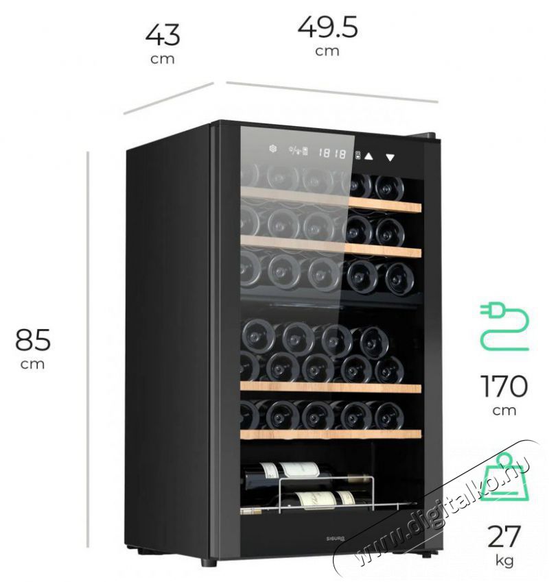 Siguro WC-G331B Dual Wine Konyhai term&eacute;kek - Hűtő, fagyaszt&oacute; (szabadon&aacute;ll&oacute;) - Borhűtő - 509784