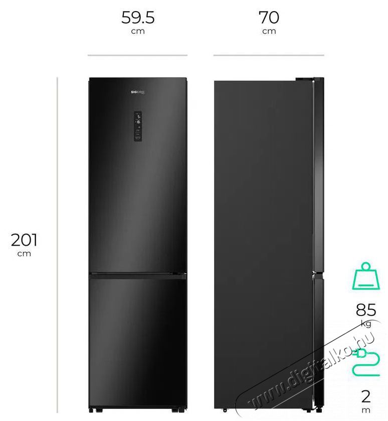 Siguro BF-A241Y Premium Konyhai term&eacute;kek - Hűtő, fagyaszt&oacute; (szabadon&aacute;ll&oacute;) - Alulfagyaszt&oacute;s kombin&aacute;lt hűtő - 509294