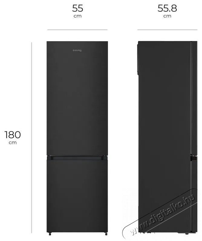 Siguro BF-N140Y Ice Guru Konyhai term&eacute;kek - Hűtő, fagyaszt&oacute; (szabadon&aacute;ll&oacute;) - Alulfagyaszt&oacute;s kombin&aacute;lt hűtő - 509297