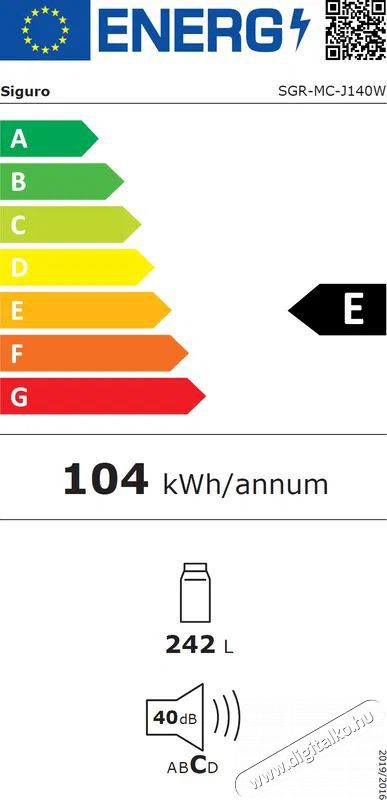 Siguro MC-J140W Konyhai term&eacute;kek - Hűtő, fagyaszt&oacute; (szabadon&aacute;ll&oacute;) - Fagyaszt&oacute; n&eacute;lk&uuml;li hűtő - 509289