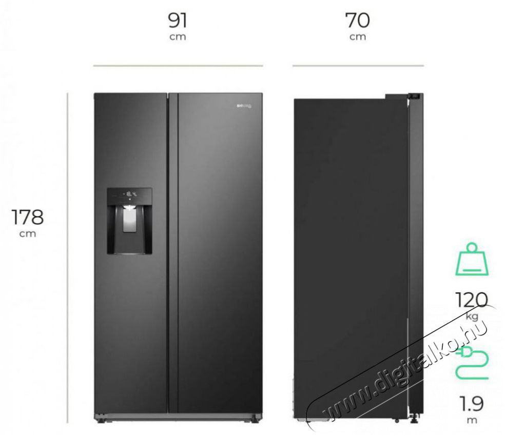 Siguro MD-C231Y Premium Side by side hűtő Konyhai term&eacute;kek - Hűtő, fagyaszt&oacute; (szabadon&aacute;ll&oacute;) - Amerikai t&iacute;pus&uacute; Side By Side hűtő - 509332