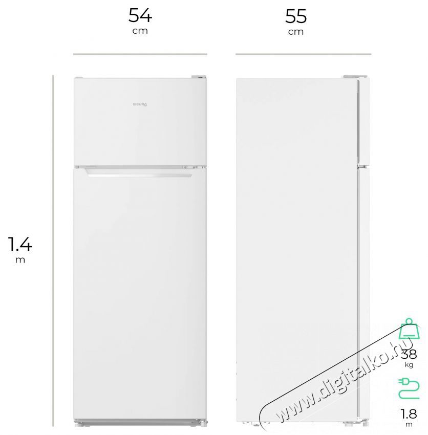 Siguro TF-J140W Fresh Konyhai term&eacute;kek - Hűtő, fagyaszt&oacute; (be&eacute;p&iacute;thető) - Fel&uuml;lfagyaszt&oacute;s kombin&aacute;lt hűtő - 509299