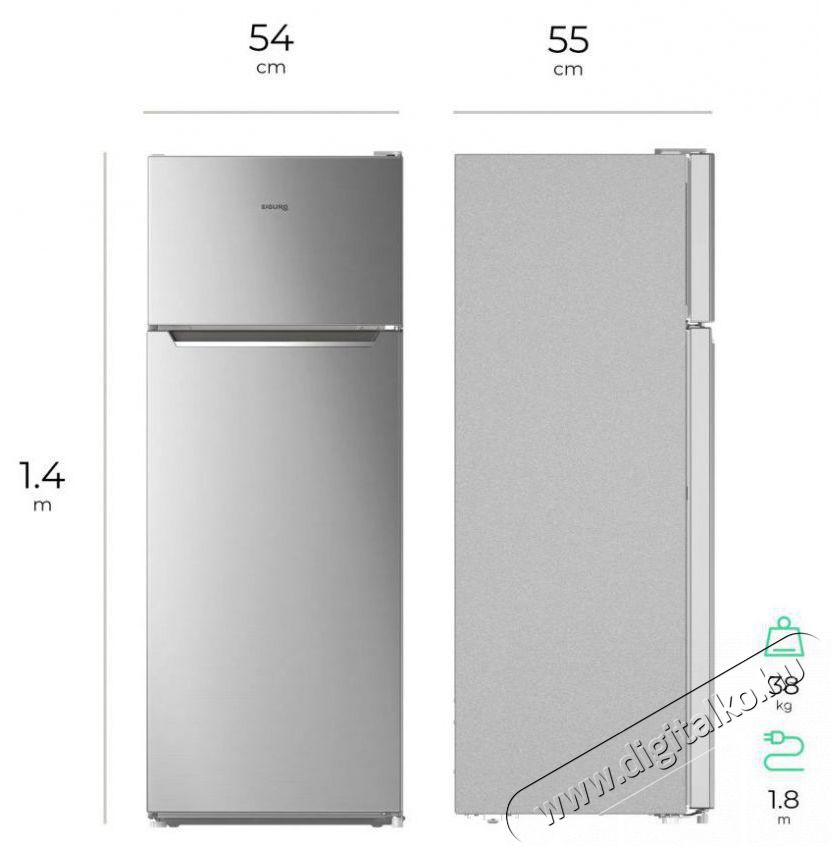 Siguro TF-J140Y Fresh Konyhai term&eacute;kek - Hűtő, fagyaszt&oacute; (szabadon&aacute;ll&oacute;) - Fel&uuml;lfagyaszt&oacute;s kombin&aacute;lt hűtő - 509323