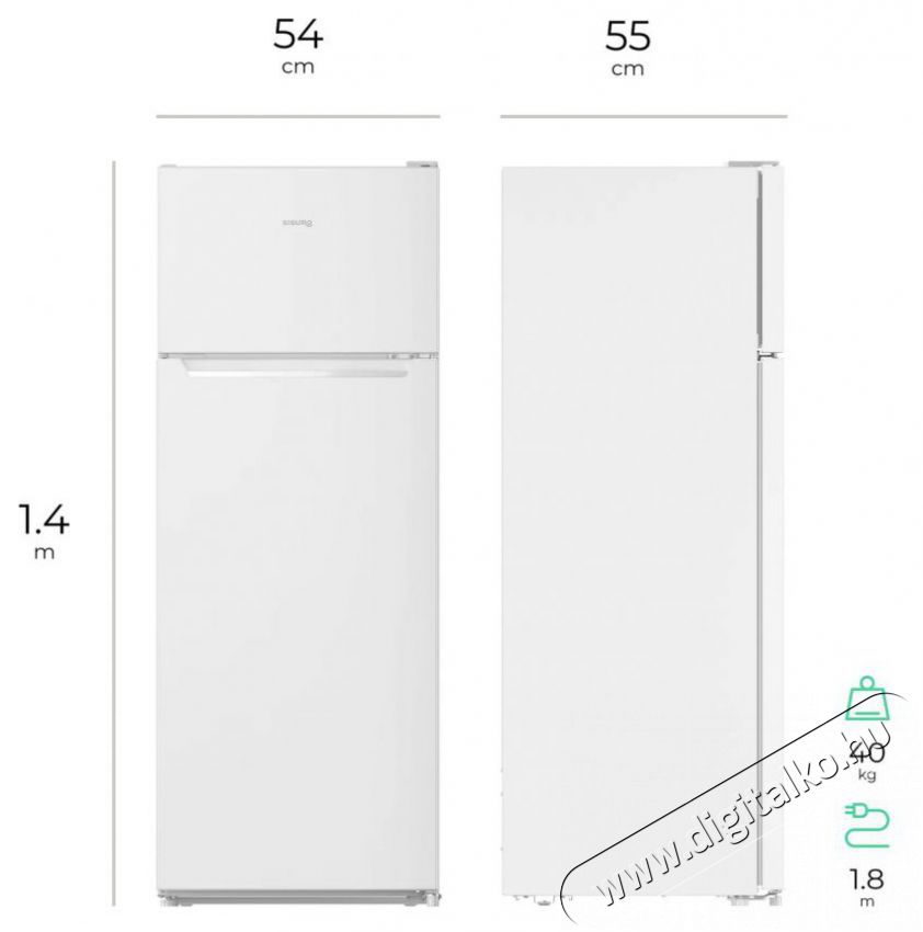 Siguro TF-J240W Fresh Konyhai term&eacute;kek - Hűtő, fagyaszt&oacute; (szabadon&aacute;ll&oacute;) - Fel&uuml;lfagyaszt&oacute;s kombin&aacute;lt hűtő - 509325