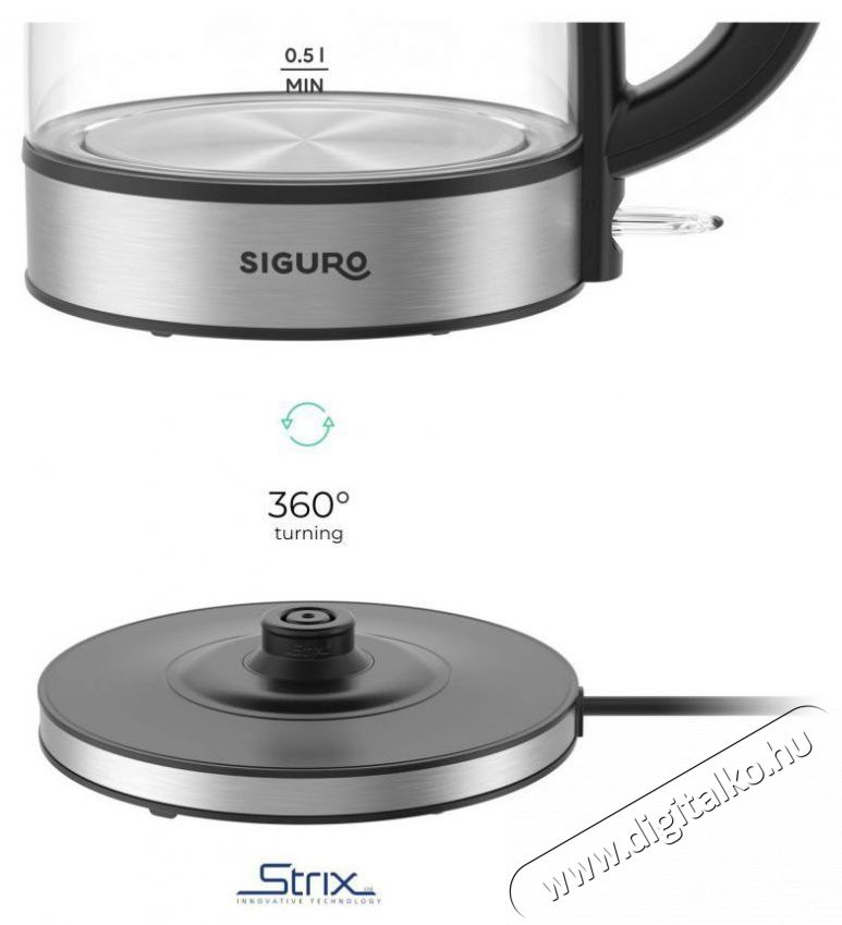 Siguro EK-G210GL Bright Glass Konyhai term&eacute;kek - V&iacute;zforral&oacute; / teafőző - 513218