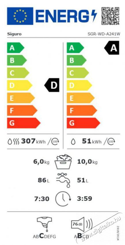 Siguro WD-A241W Wash and Dry H&aacute;ztart&aacute;s / Otthon / K&uuml;lt&eacute;r - Mos&oacute;g&eacute;p / sz&aacute;r&iacute;t&oacute;g&eacute;p - Mos&oacute;-sz&aacute;r&iacute;t&oacute;g&eacute;p - 515802