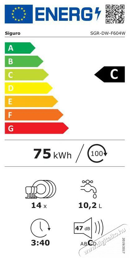 Siguro DW-F604W Efficlean Konyhai term&eacute;kek - Mosogat&oacute;g&eacute;p - Norm&aacute;l (60cm) be&eacute;p&iacute;thető mosogat&oacute;g&eacute;p - 520594