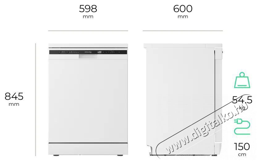 Siguro DW-F604W Efficlean Konyhai term&eacute;kek - Mosogat&oacute;g&eacute;p - Norm&aacute;l (60cm) be&eacute;p&iacute;thető mosogat&oacute;g&eacute;p - 520594