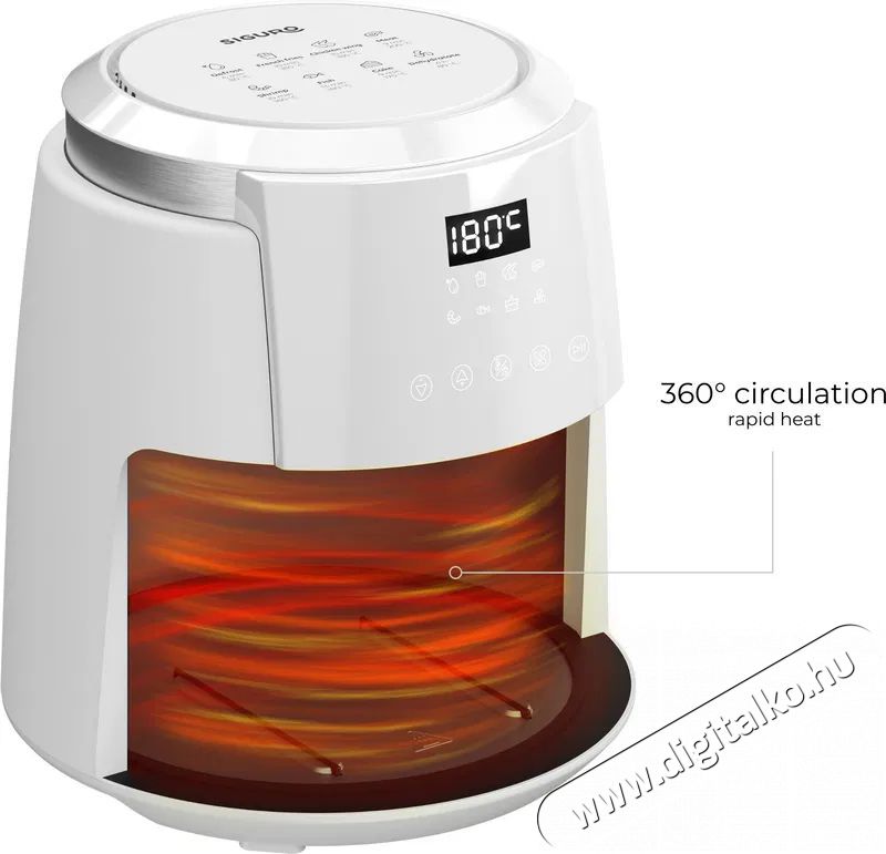 Siguro AF-P351W Vita Fry Plus Konyhai term&eacute;kek - Konyhai kisg&eacute;p (s&uuml;t&eacute;s / főz&eacute;s / hűt&eacute;s / &eacute;telk&eacute;sz&iacute;t&eacute;s) - L&eacute;gkever&eacute;ses főzőg&eacute;p / elektromos kukta / multifunkci&oacute;s s&uuml;tő - 520576