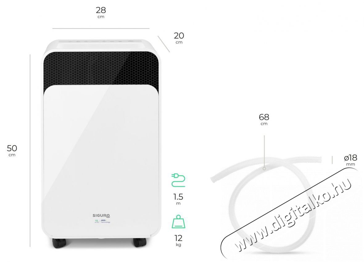 Siguro DH-F300W Dolphin 16 l P&aacute;ramentes&iacute;tő Sz&eacute;ps&eacute;g&aacute;pol&aacute;s / Eg&eacute;szs&eacute;g - L&eacute;gtiszt&iacute;t&oacute; / p&aacute;r&aacute;s&iacute;t&oacute; / p&aacute;r&aacute;tlan&iacute;t&oacute; - P&aacute;ramentes&iacute;tő - 526045