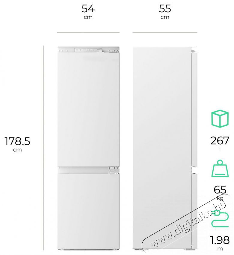 Siguro Armoa D252W Be&eacute;p&iacute;thető alulfagyaszt&oacute;s kombin&aacute;lt hűtő Konyhai term&eacute;kek - Hűtő, fagyaszt&oacute; (be&eacute;p&iacute;thető) - Alulfagyaszt&oacute;s kombin&aacute;lt hűtő - 528021