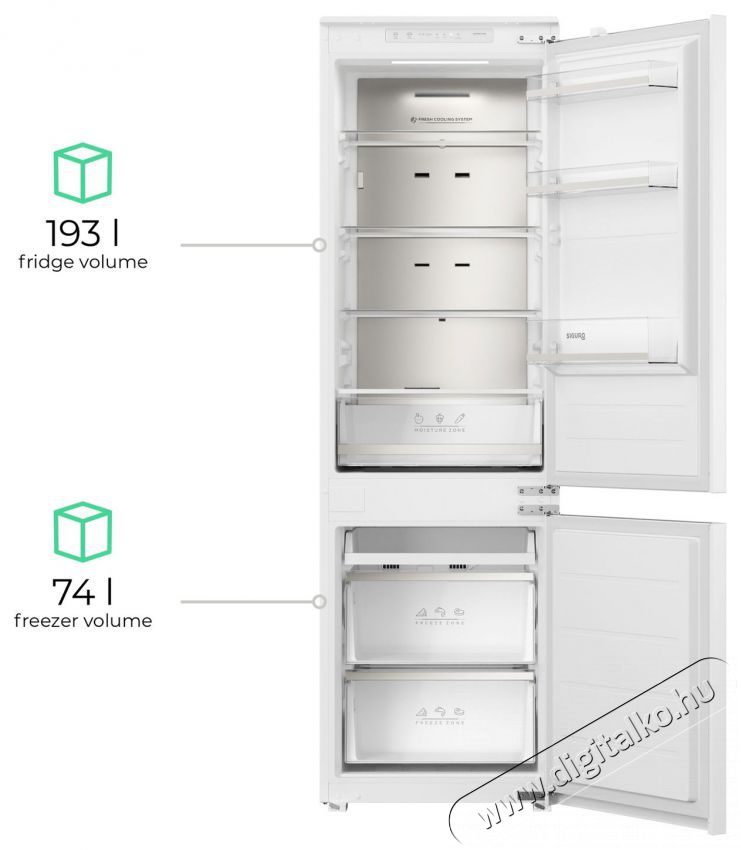 Siguro Armoa D252W Be&eacute;p&iacute;thető alulfagyaszt&oacute;s kombin&aacute;lt hűtő Konyhai term&eacute;kek - Hűtő, fagyaszt&oacute; (be&eacute;p&iacute;thető) - Alulfagyaszt&oacute;s kombin&aacute;lt hűtő - 528021