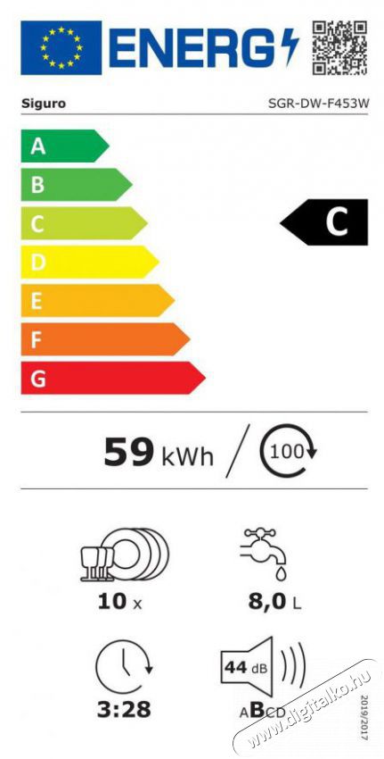 Siguro DW-F453W Efficlean Keskeny (45cm-ig) szabadon&aacute;ll&oacute; mosogat&oacute;g&eacute;p Konyhai term&eacute;kek - Mosogat&oacute;g&eacute;p - Keskeny (45cm-ig) szabadon&aacute;ll&oacute; mosogat&oacute;g&eacute;p - 528028