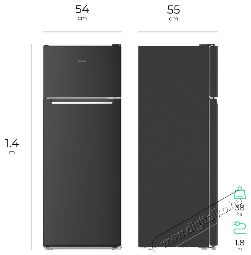 Siguro TF-J140S Fresh Szabadon&aacute;ll&oacute; fel&uuml;lfagyaszt&oacute;s kombin&aacute;lt hűtő Konyhai term&eacute;kek - Hűtő, fagyaszt&oacute; (szabadon&aacute;ll&oacute;) - Alulfagyaszt&oacute;s kombin&aacute;lt hűtő - 528023