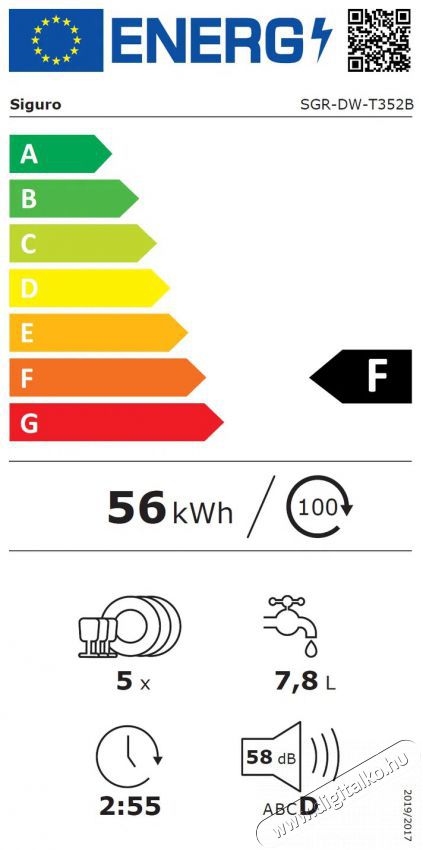 Siguro SGR-DW-T352B Compact Wash Mosogat&oacute;g&eacute;p Konyhai term&eacute;kek - Mosogat&oacute;g&eacute;p - Norm&aacute;l (60cm) szabadon&aacute;ll&oacute; mosogat&oacute;g&eacute;p - 526726