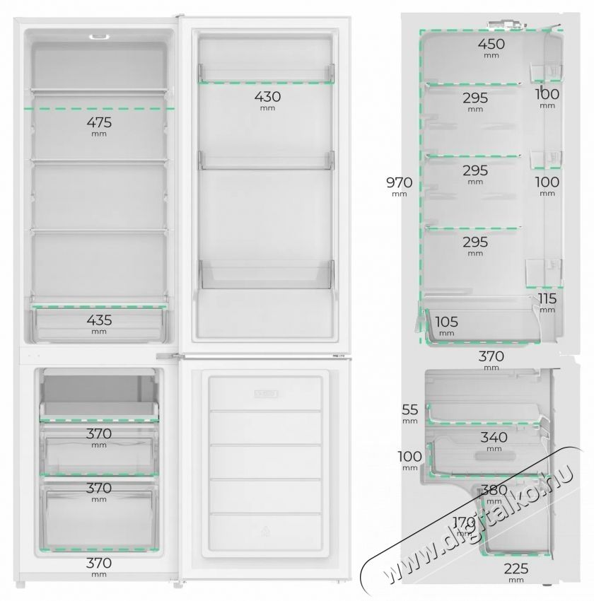 Siguro BF-E251W Hűtőszekr&eacute;ny Konyhai term&eacute;kek - Hűtő, fagyaszt&oacute; (szabadon&aacute;ll&oacute;) - Alulfagyaszt&oacute;s kombin&aacute;lt hűtő - 531206