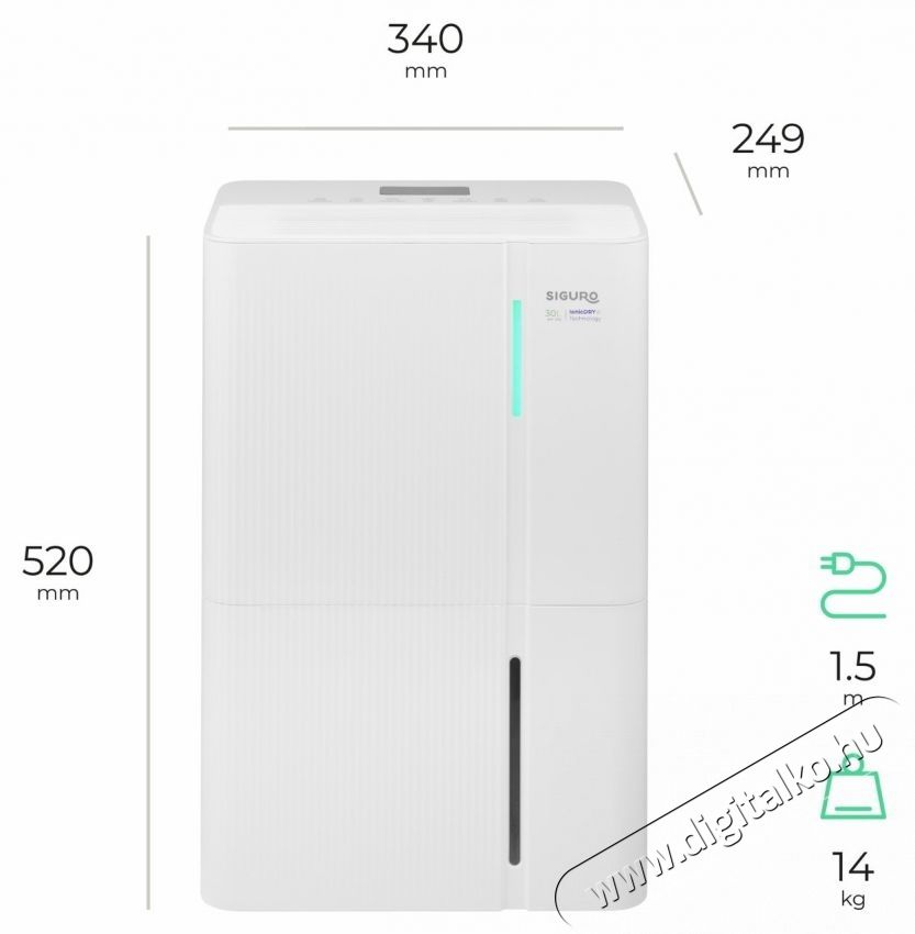 Siguro DH-M100W Air Control 30L WiFi p&aacute;ramentes&iacute;tő Sz&eacute;ps&eacute;g&aacute;pol&aacute;s / Eg&eacute;szs&eacute;g - L&eacute;gtiszt&iacute;t&oacute; / p&aacute;r&aacute;s&iacute;t&oacute; / p&aacute;r&aacute;tlan&iacute;t&oacute; - P&aacute;ramentes&iacute;tő - 532196