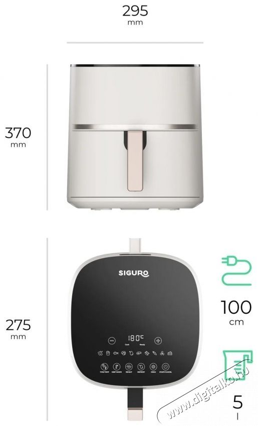 Siguro AF-S500BE Air Fry Crisp Konyhai term&eacute;kek - Konyhai kisg&eacute;p (s&uuml;t&eacute;s / főz&eacute;s / hűt&eacute;s / &eacute;telk&eacute;sz&iacute;t&eacute;s) - Olajs&uuml;tő - 537995