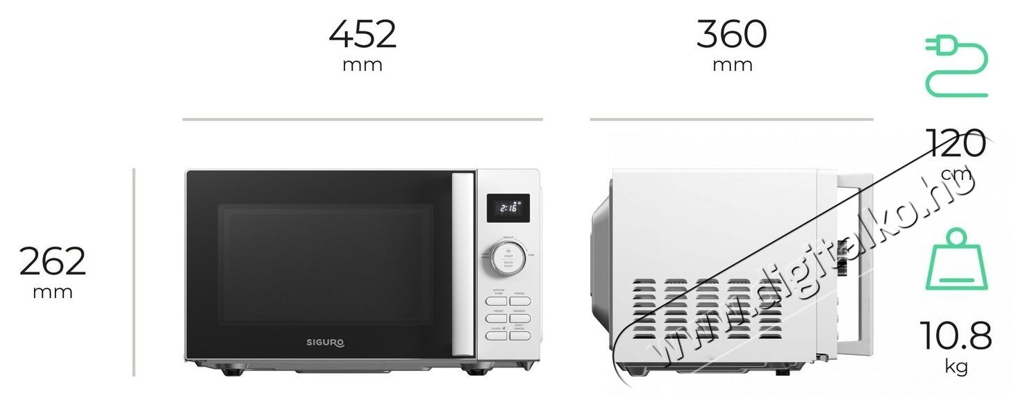 Siguro Rise B120W Mikrohull&aacute;m&uacute; s&uuml;tő Konyhai term&eacute;kek - Mikrohull&aacute;m&uacute; s&uuml;tő - Mikrohull&aacute;m&uacute; s&uuml;tő (szabadon&aacute;ll&oacute;) - 540666