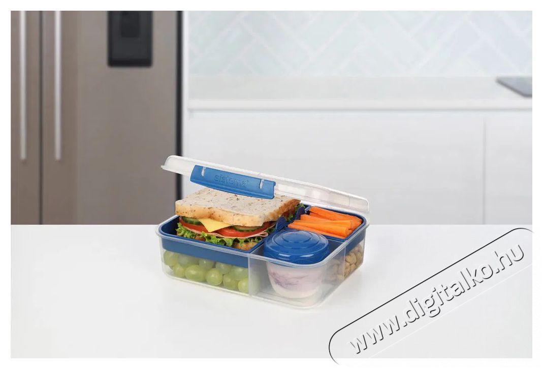 Sistema To Go &Eacute;telt&aacute;rol&oacute; doboz + joghurt tart&oacute;, 1,65 l, 3 rekeszes, k&eacute;k Konyhai term&eacute;kek - Ed&eacute;ny - &Eacute;telt&aacute;rol&oacute; - 530089