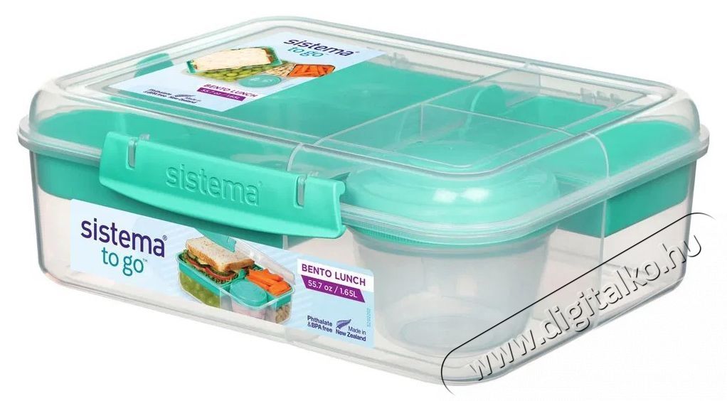 Sistema To Go &Eacute;telt&aacute;rol&oacute; doboz + joghurt tart&oacute;, 1,65 l, 3 rekeszes, mentaz&ouml;ld Konyhai term&eacute;kek - Ed&eacute;ny - &Eacute;telt&aacute;rol&oacute; - 530090