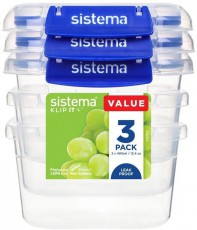 Sistema &Eacute;telt&aacute;rol&oacute; doboz szett, 3 db, 2 csattal, 400 ml Konyhai term&eacute;kek - Ed&eacute;ny - &Eacute;telt&aacute;rol&oacute; - 530080