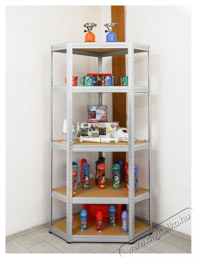 SmartStorage f&eacute;m sarokpolc 180x90x90x40cm 5 db MDF polc H&aacute;ztart&aacute;s / Otthon / K&uuml;lt&eacute;r - Egy&eacute;b h&aacute;ztart&aacute;si term&eacute;k - 535724