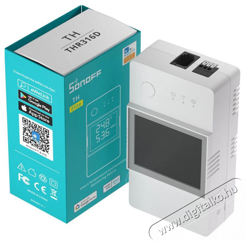 SONOFF THR316D TH Elite H&aacute;ztart&aacute;s / Otthon / K&uuml;lt&eacute;r - Okos otthon - Termoszt&aacute;t - 508222