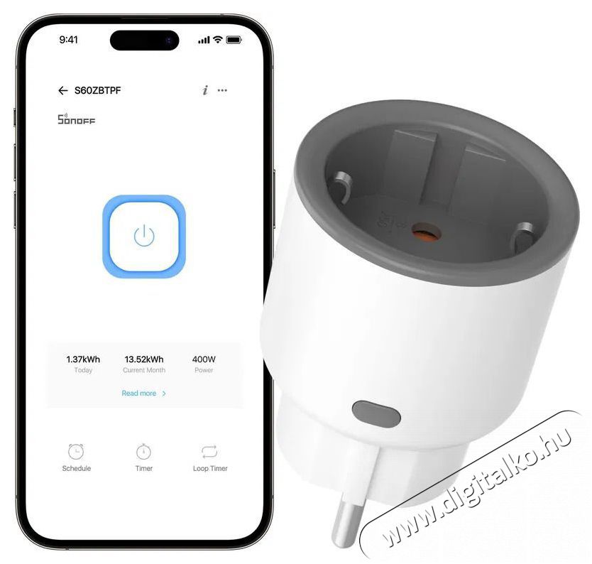 SONOFF iPlug Zigbee Smart Plug S60 Series H&aacute;ztart&aacute;s / Otthon / K&uuml;lt&eacute;r - Okos otthon - Okos konnektor - 520666