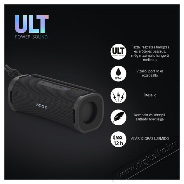 SONY SRSULT10B.CE7 ULT FIELD 1 hordozhat&oacute; vezet&eacute;k n&eacute;lk&uuml;li fekete Bluetooth hangsz&oacute;r&oacute; Audio-Video / Hifi / Multim&eacute;dia - Hordozhat&oacute;, vezet&eacute;k n&eacute;lk&uuml;li / bluetooth hangsug&aacute;rz&oacute; - Hordozhat&oacute;, vezet&eacute;k n&eacute;lk&uuml;li / bluetooth hangsug&aacute;rz&oacute; - 497835