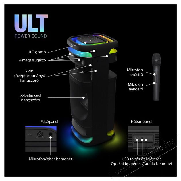 SONY SRSULT1000.CEL ULT TOWER 10 Ultimate Bluetooth party hangsz&oacute;r&oacute; vezet&eacute;k n&eacute;lk&uuml;li mikrofonnal Audio-Video / Hifi / Multim&eacute;dia - Party / DJ term&eacute;k - Party term&eacute;k - 500138