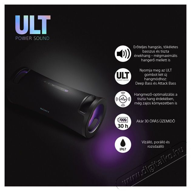 SONY SRSULT70B.EU8 ULT FIELD 7 hordozhat&oacute; vezet&eacute;k n&eacute;lk&uuml;li Bluetooth hangsz&oacute;r&oacute; Audio-Video / Hifi / Multim&eacute;dia - Hordozhat&oacute;, vezet&eacute;k n&eacute;lk&uuml;li / bluetooth hangsug&aacute;rz&oacute; - Hordozhat&oacute;, vezet&eacute;k n&eacute;lk&uuml;li / bluetooth hangsug&aacute;rz&oacute; - 500137
